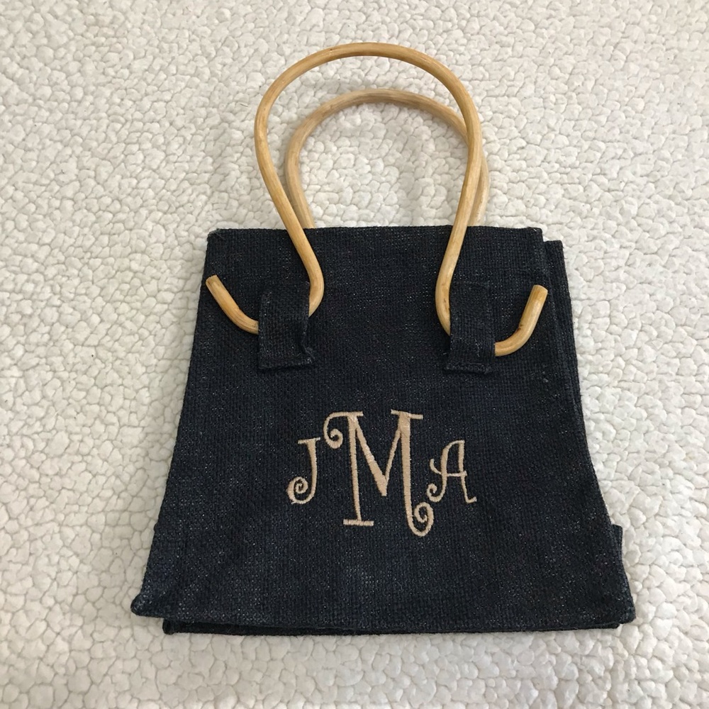 Girls Jma Jam Monogram Purse Handbag Tote Makeup Bag Carry All Nwot Wood Handle